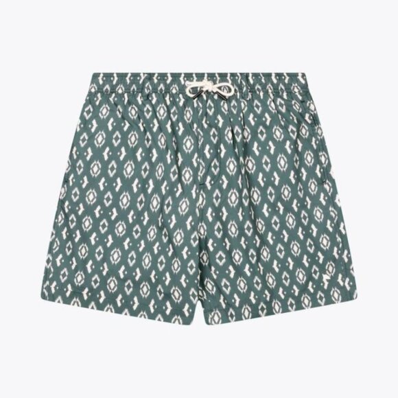 BNWT Wemoto - Dogs OC Poplin - Men's Green Organic Cotton Swim Shorts - Picture 1 of 8